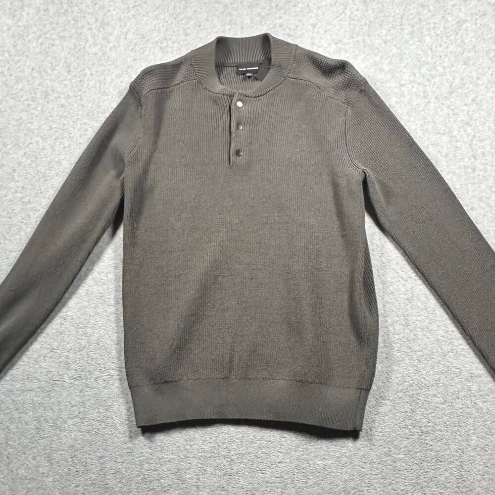 Club Monaco Ribbed Baseball Collar Sweater XS Grey Green